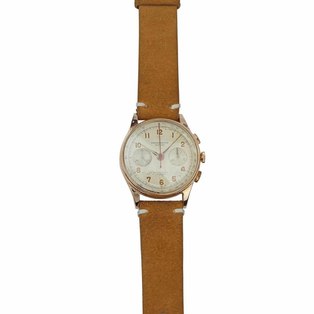 Chronographe Suisse 18k Gold Men's Vintage Watch