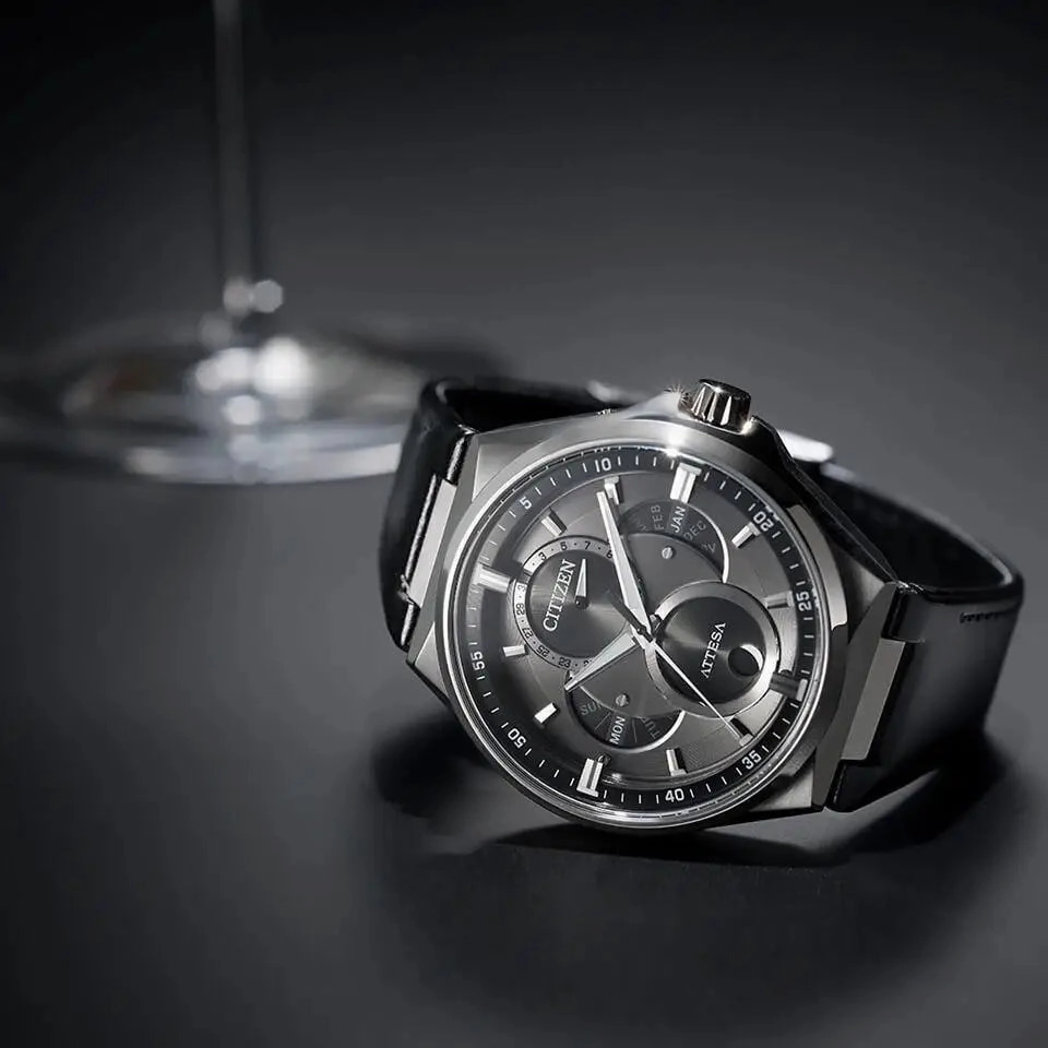 Citizen Attesa Eco-Drive Black Leather Strap Watch BU0060-09H
