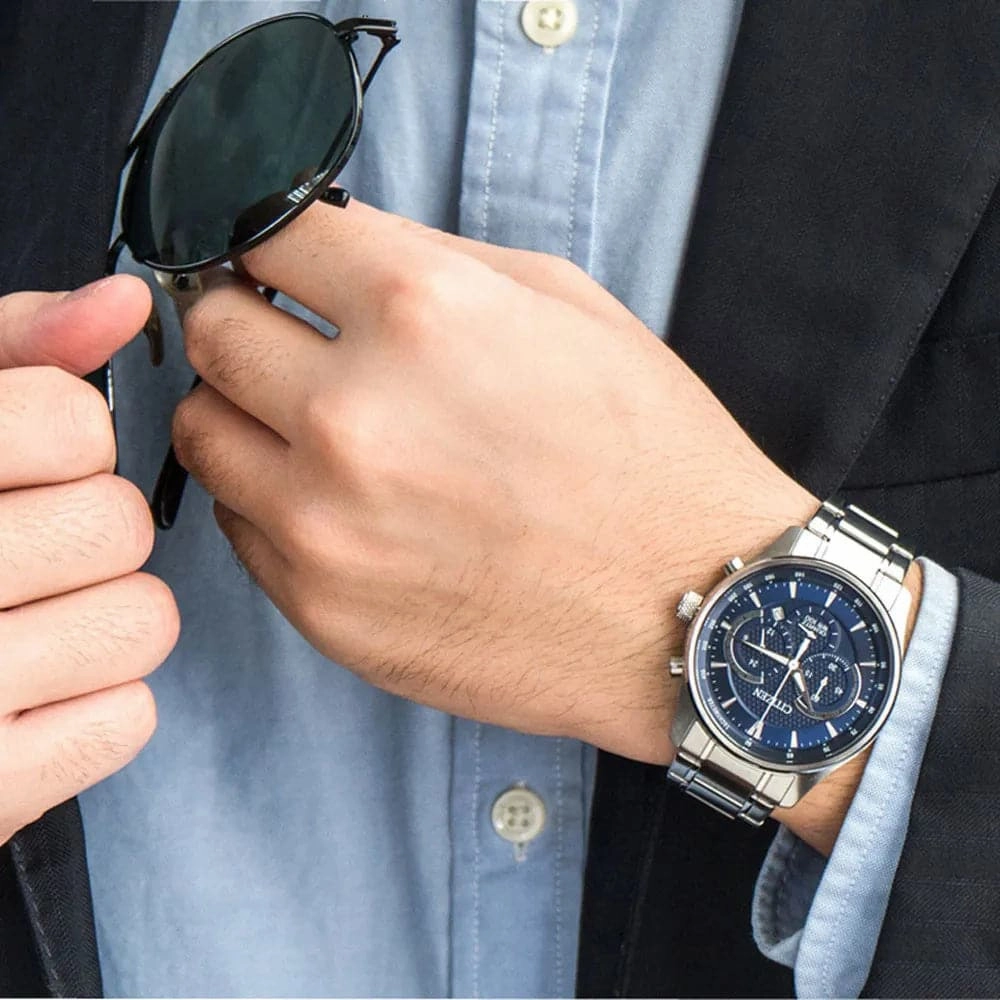 Citizen Chronograph Blue Dial Silver Stainless Steel Strap Men Watch AN8190-51L