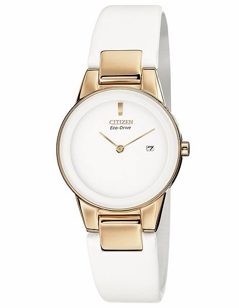 Citizen Eco-Drive Axiom Ladies Strap Watch - White Dial - Rose Gold-Tone Case