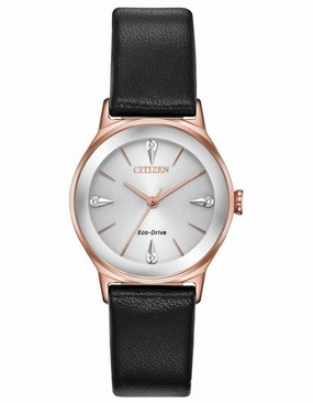Citizen Eco-Drive Axiom Women's - Rose Gold-Tone - Diamonds - Leather Strap