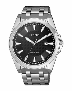 Citizen Eco-Drive Black Dial Stainless Steel Watch BM7108-81E
