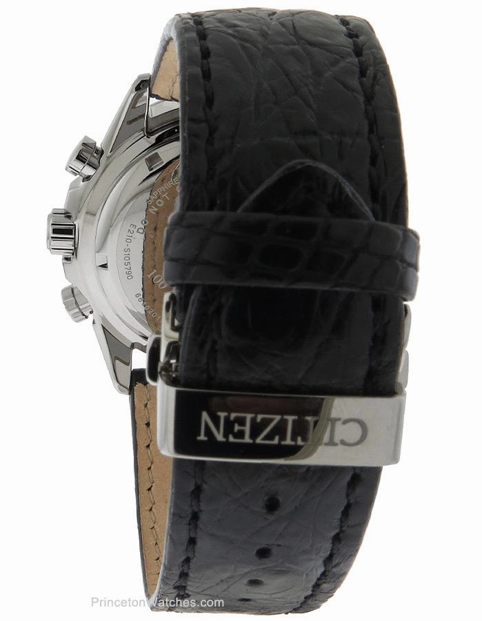 Citizen Eco-Drive Calibre 2100 Mens Chronograph - Black Leather Strap - 100m