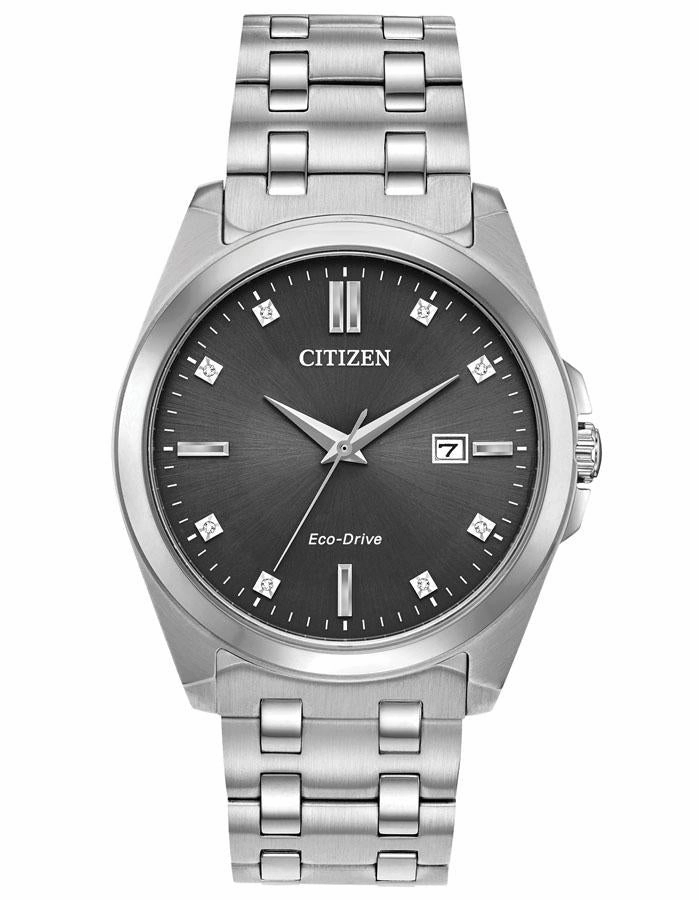 Citizen Eco-Drive Corso -  Stainless Steel - Diamonds - Gray - Date - Bracelet
