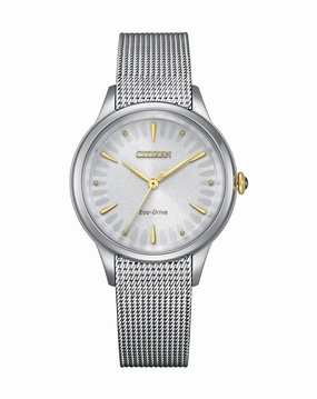 Citizen Eco-Drive Stainless Steel White Dial Watch EM0814- 83A
