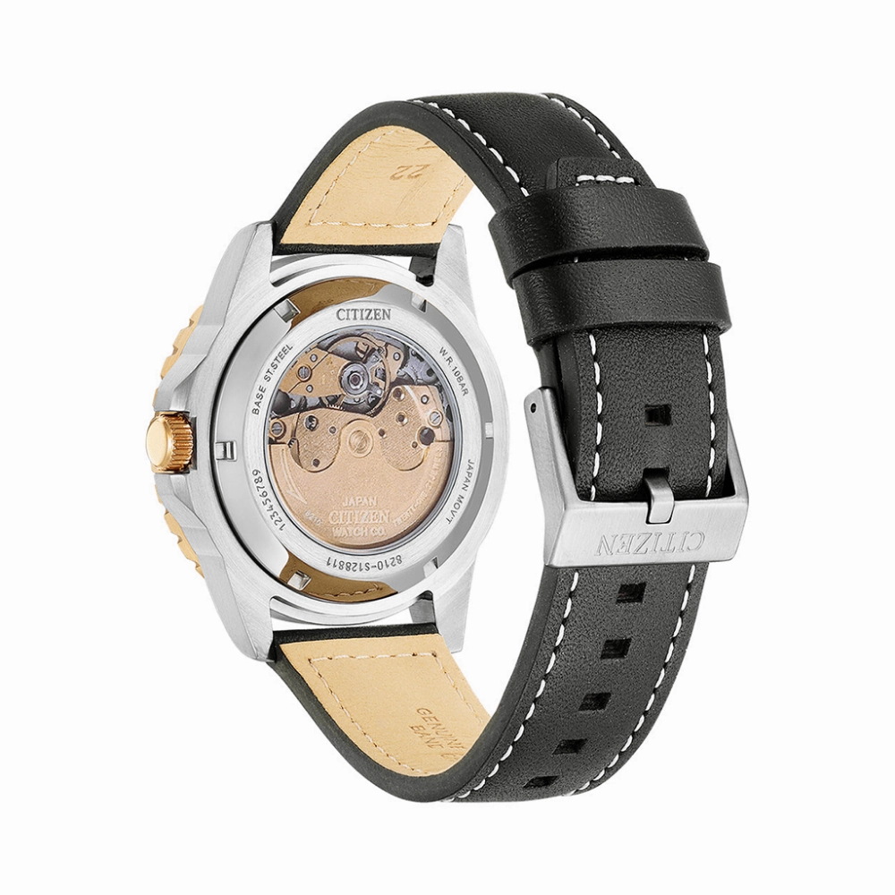 Citizen Mechanical Automatic Black Dial And Leather Strap Men Watch NJ0176-10E