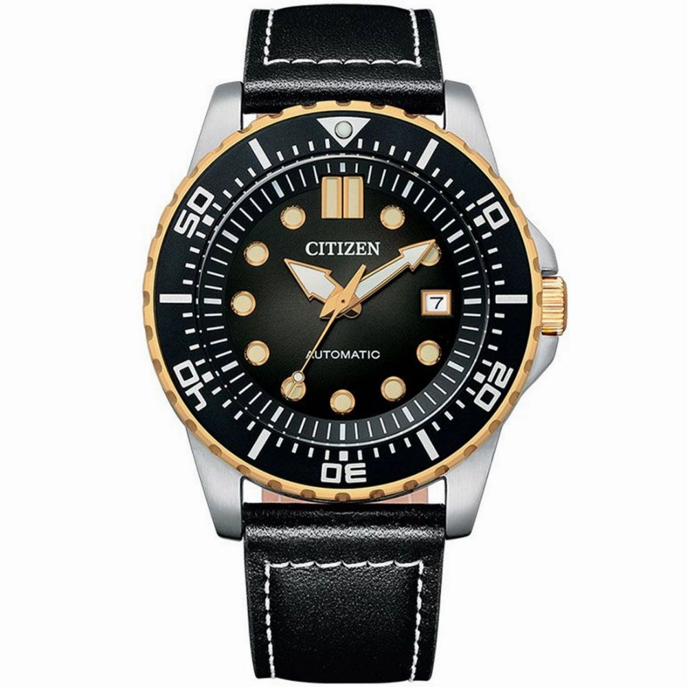 Citizen Mechanical Automatic Black Dial And Leather Strap Men Watch NJ0176-10E