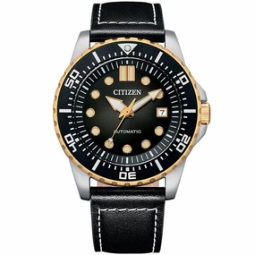 Citizen Mechanical Automatic Black Dial And Leather Strap Men Watch NJ0176-10E