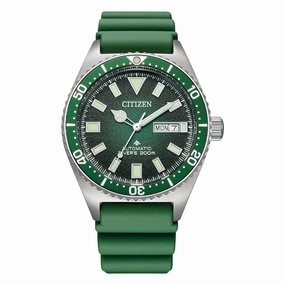 Citizen Mechanical Green Dial Synthetic Rubber Strap Men Watch NY0121-09X