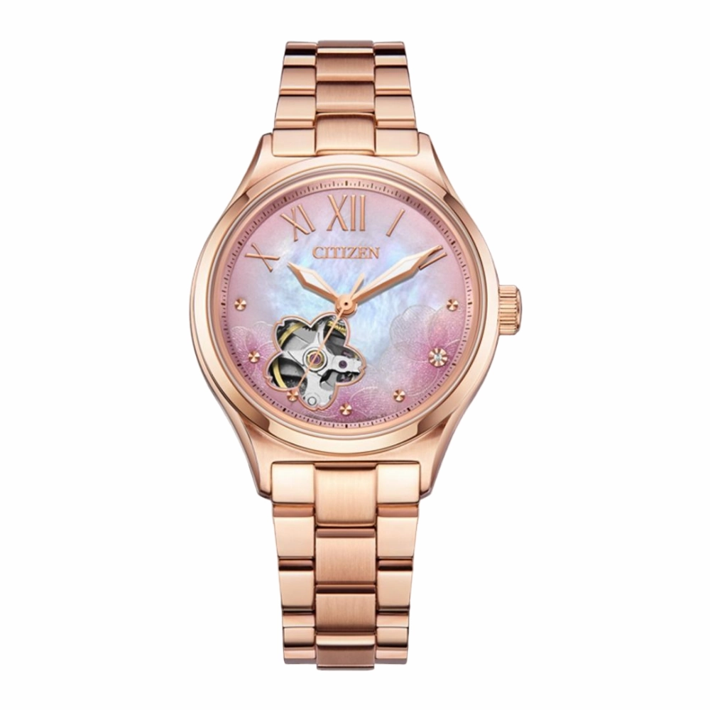 Citizen Mechanical Rose Gold Stainless Steel Strap Women Watch PC1017-70Y