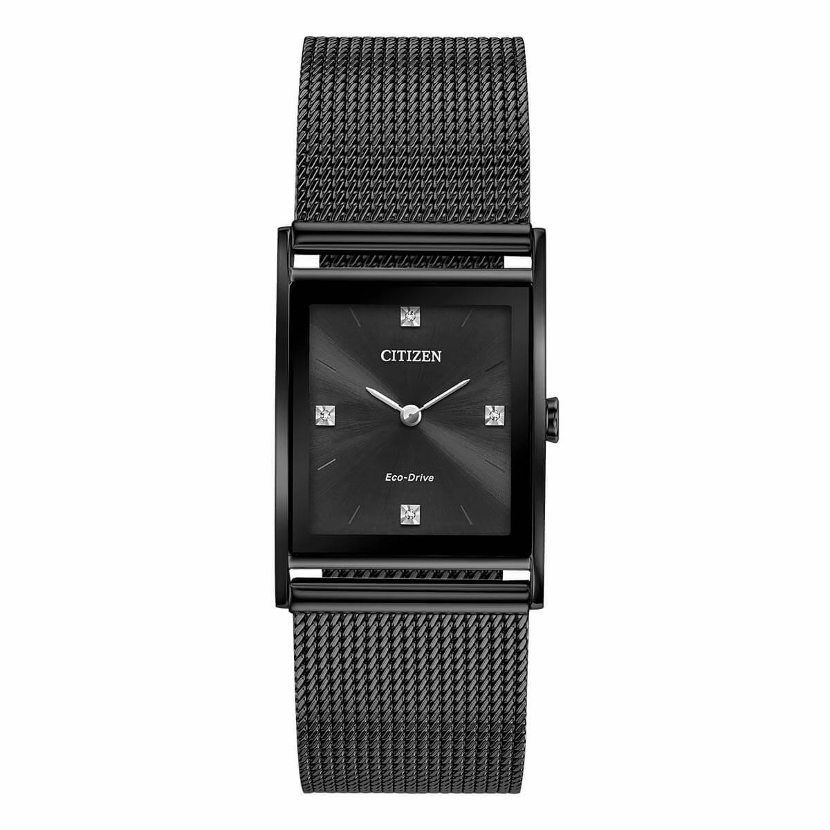 Citizen Men's Diamond Watch - Axiom Black Steel Mesh Bracelet | BL6008-53E