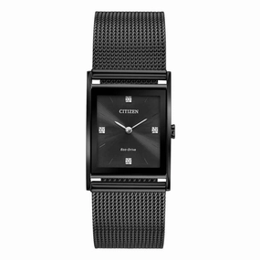 Citizen Men's Diamond Watch - Axiom Black Steel Mesh Bracelet | BL6008-53E