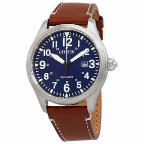 Citizen Men's Eco Drive Watch - Chandler Blue Dial Brown Leather Strap | BM6838-17L