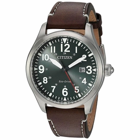 Citizen Men's Eco Drive Watch - Chandler Green Dial Leather Strap | BM6838-09X
