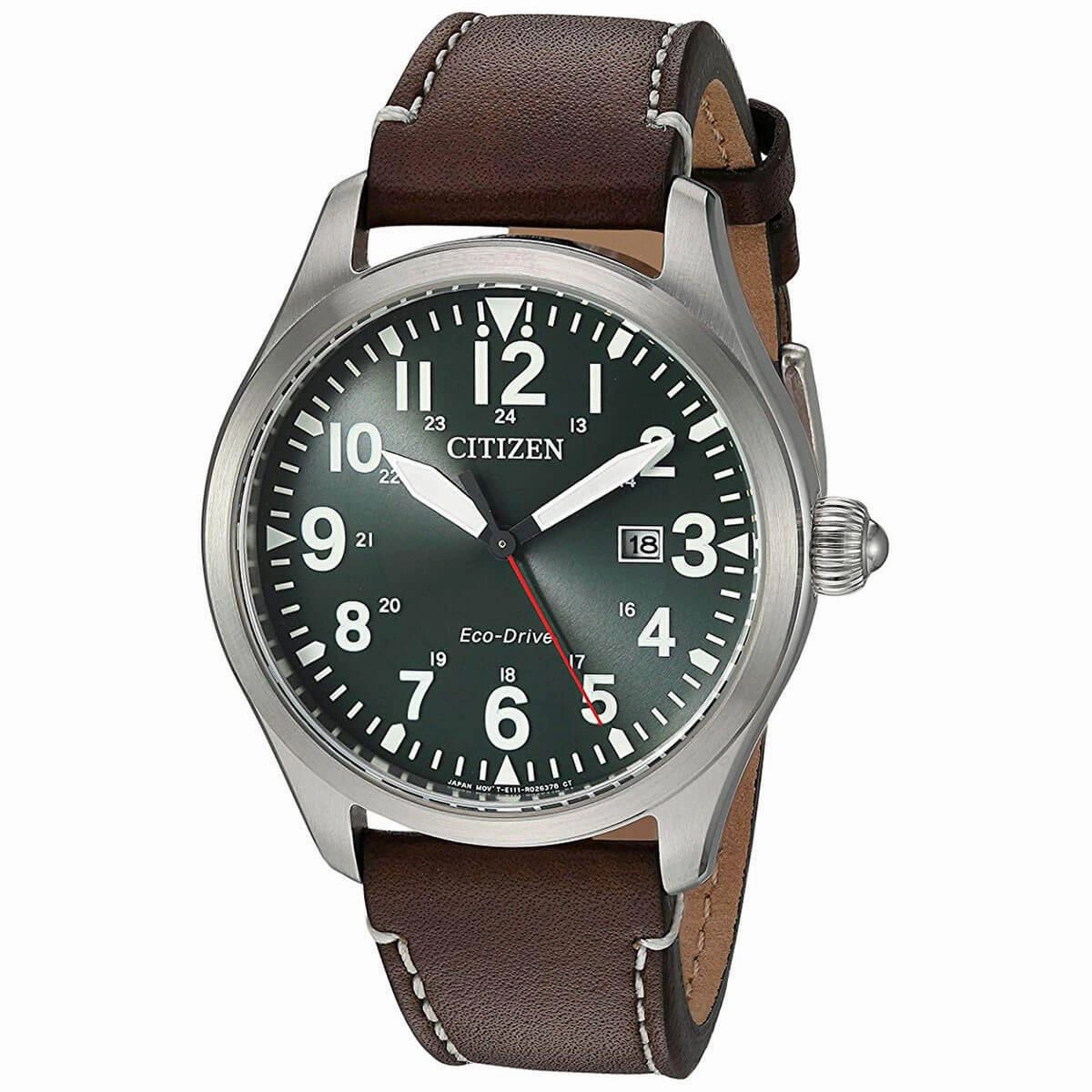 Citizen Men's Eco Drive Watch - Chandler Green Dial Leather Strap | BM6838-09X