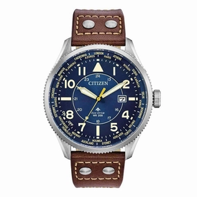Citizen Men's Strap Watch - Promaster Nighthawk Blue Dial Brown Leather | BX1010-11L