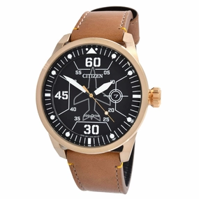 Citizen Men's Watch - Avion Eco-Drive Black Dial Brown Leather Strap | AW1733-09E