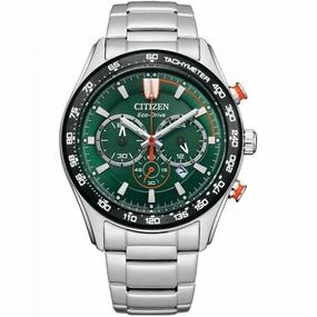 Citizen Men's Watch - Chronograph Green Dial Stainless Steel Bracelet | CA4486-82X