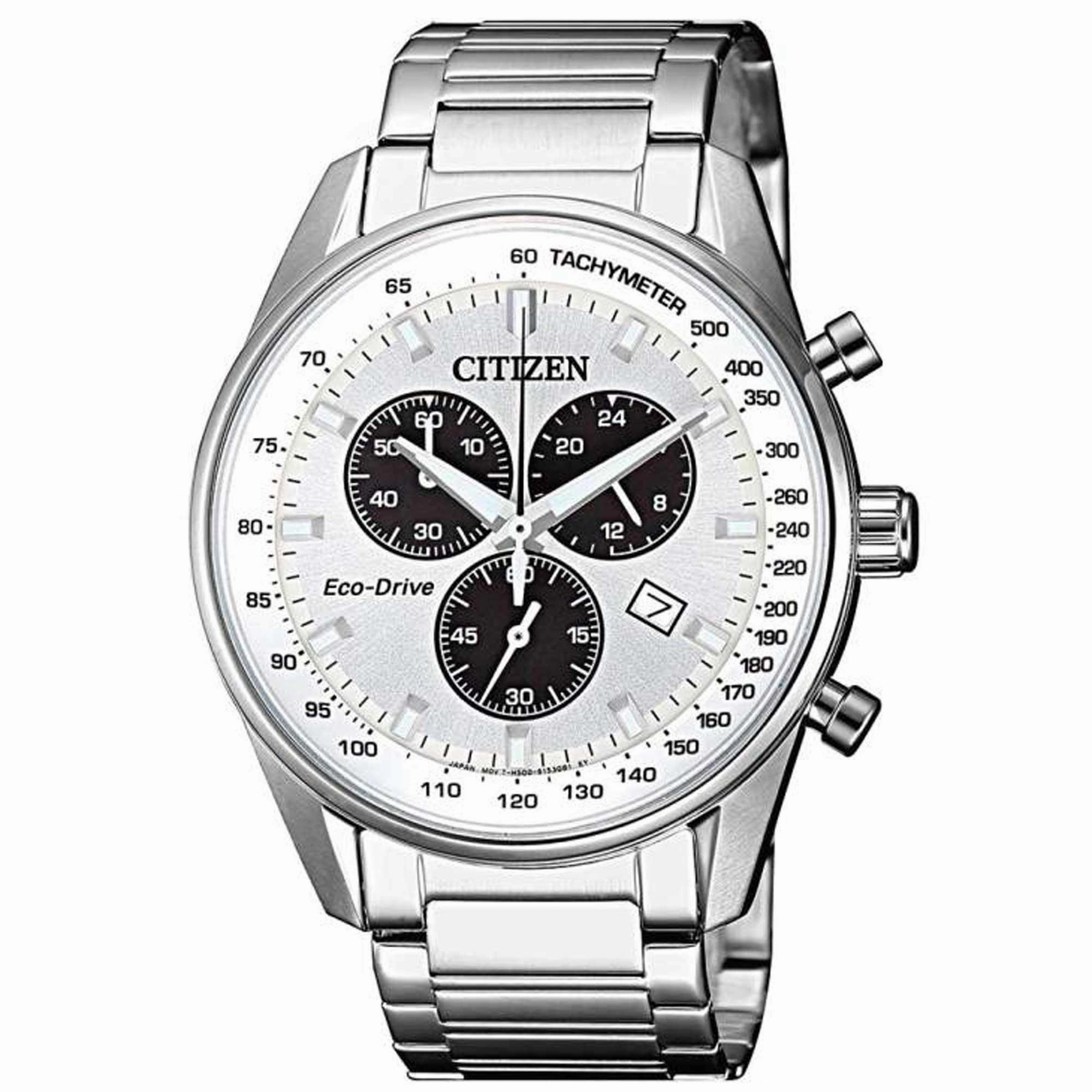 Citizen Men's Watch - Chronograph Silver Tone and Black Dial Bracelet | AT2390-82A