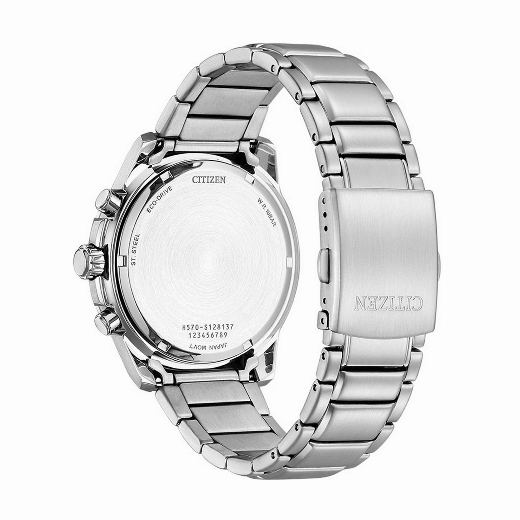 Citizen Men's Watch - Core Chrono Black Dial Stainless Steel Bracelet | AT1190-87E