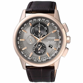 Citizen Men's Watch - Eco-Drive Black and Grey Dial Steel Chronograph | AT8113-12H