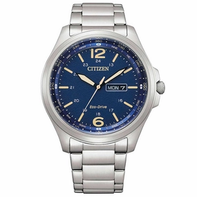 Citizen Men's Watch - Eco-Drive Blue Dial Silver Tone Steel Bracelet | AW0110-82L