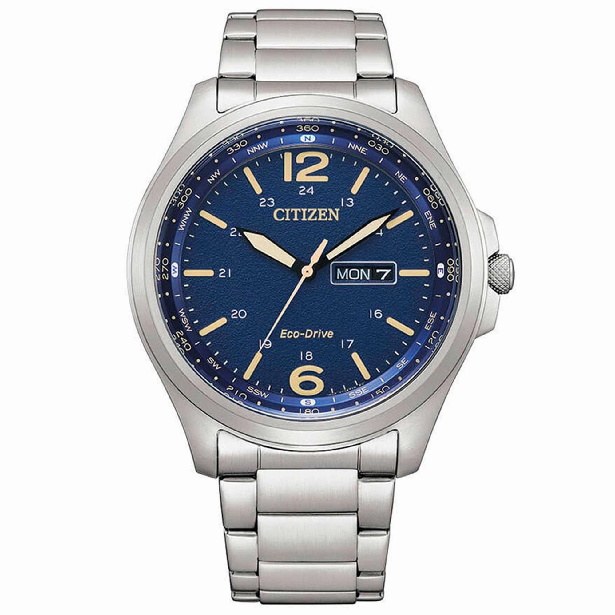Citizen Men's Watch - Eco-Drive Blue Dial Silver Tone Steel Bracelet | AW0110-82L