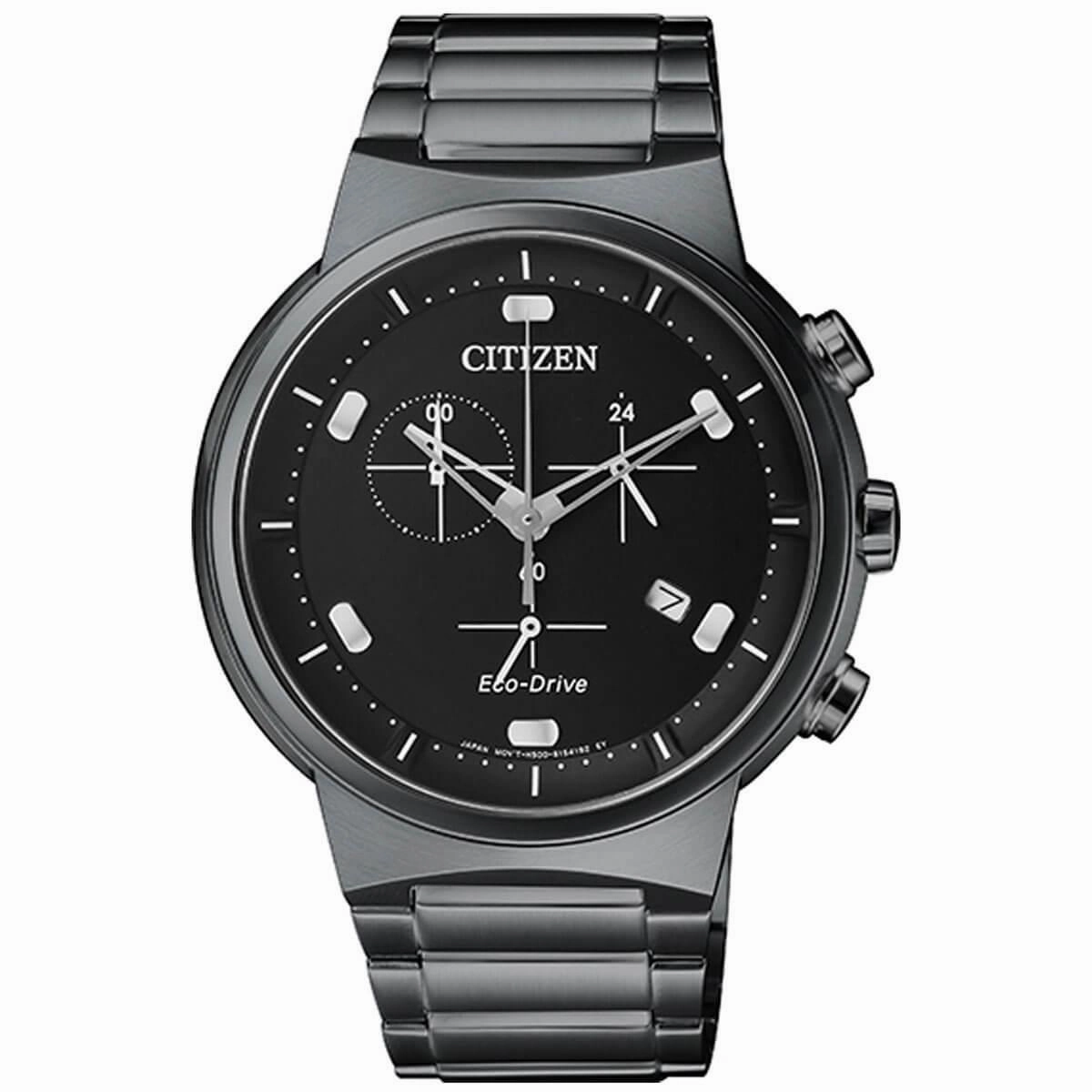 Citizen Men's Watch - Eco-Drive Chronograph Black Dial Bracelet | AT2405-87E