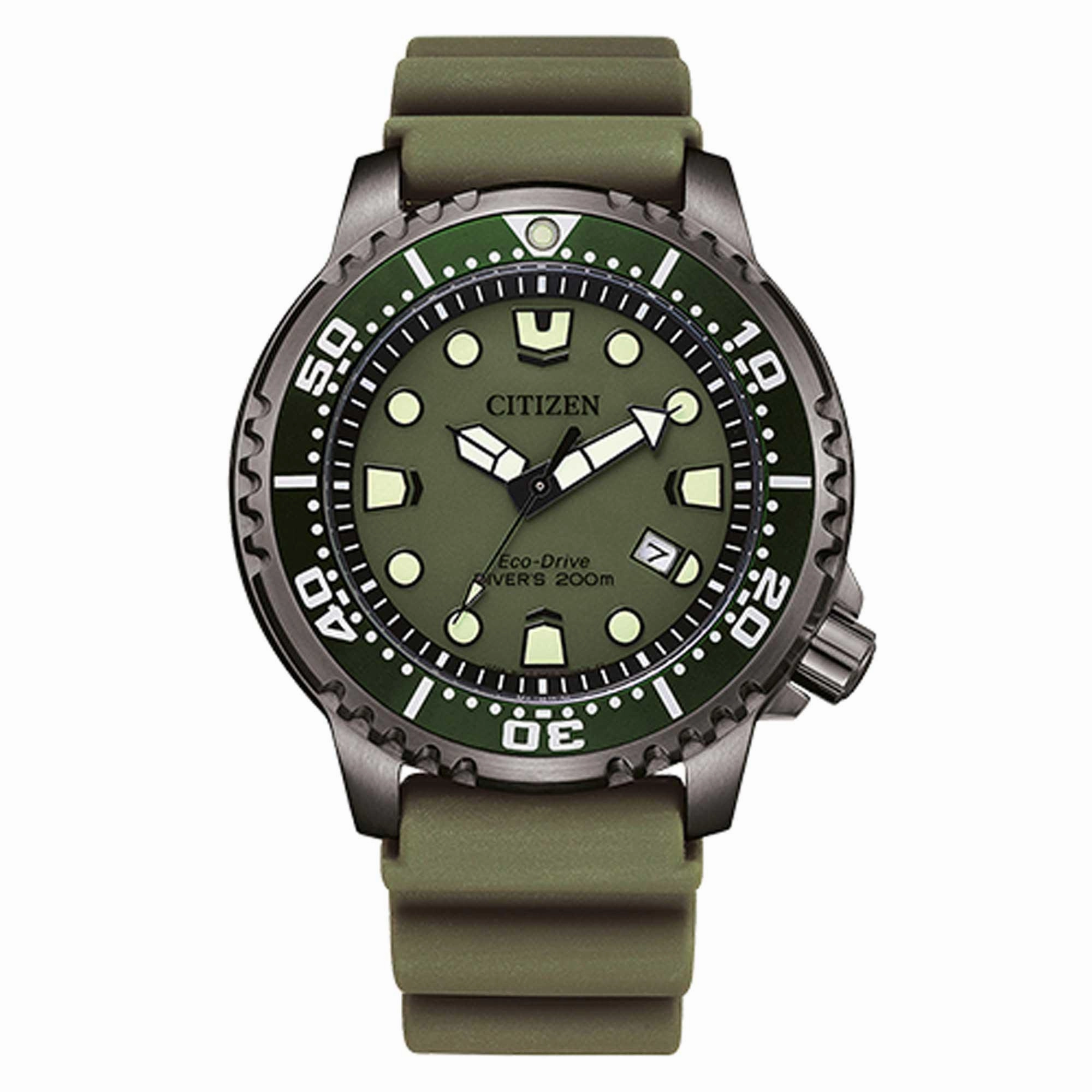 Citizen Men's Watch - Promaster Eco-Drive Olive Green Dial Rubber Strap | BN0157-11X
