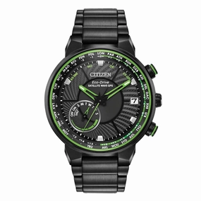 Citizen Men's World Timer Watch - Satellite Wave GPS Black Dial Black Steel Bracelet