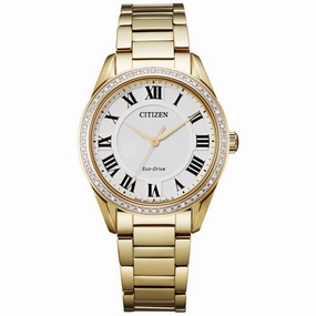 Citizen Women's Diamond Watch - Arezzo Silver Tone Dial Bracelet | EM0882-59A