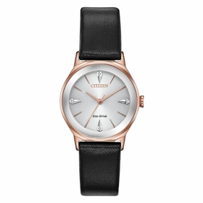 Citizen Women's Diamond Watch - Axiom Black Leather Strap | EM0733-08A