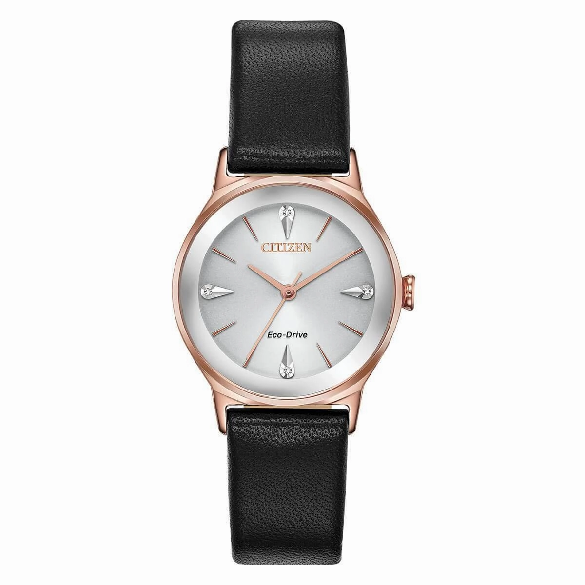Citizen Women's Diamond Watch - Axiom Black Leather Strap | EM0733-08A