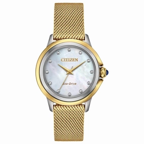 Citizen Women's Eco Drive Watch - Ceci Diamond Two Tone Mesh Bracelet | EM0794-54D