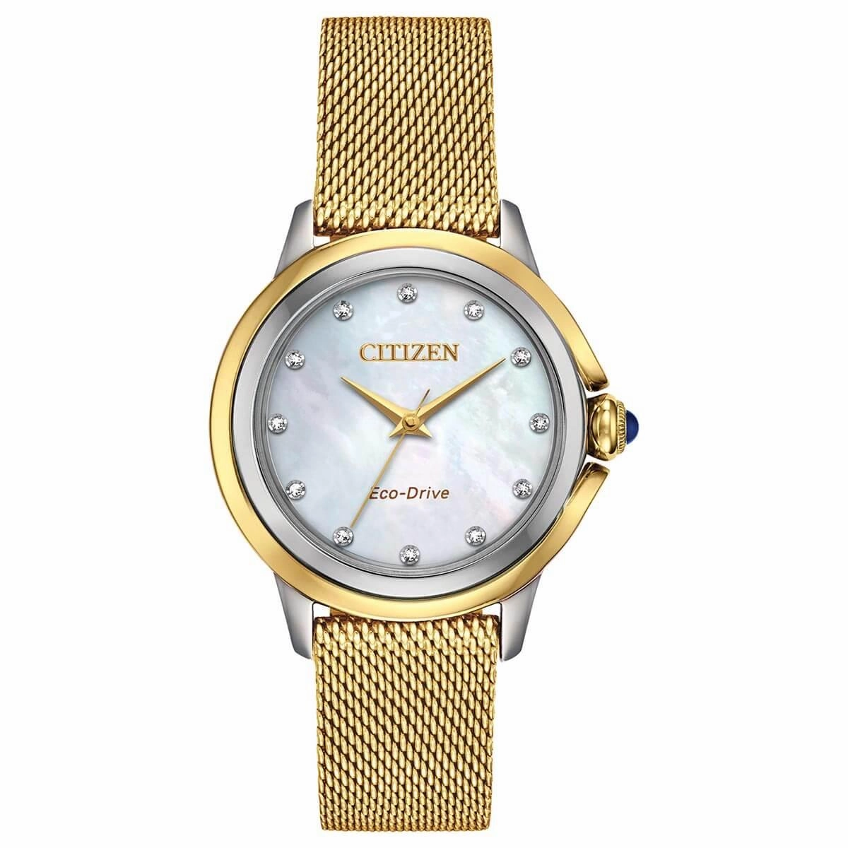 Citizen Women's Eco Drive Watch - Ceci Diamond Two Tone Mesh Bracelet | EM0794-54D