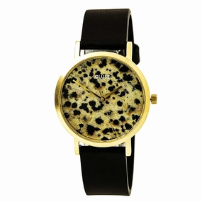 Cluse CL40105 Women's La Roche Petite Dalmatian Real Marble Dial Black Leather Strap Watch