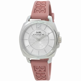 Coach Women's Watch - Boyfriend Silver Dial Pink Silicone Rubber Strap | 14503876