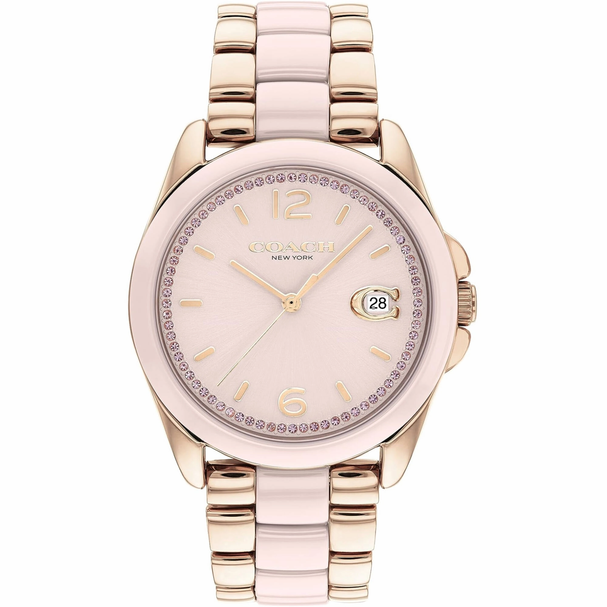 Coach Women's Watch - Greyson Quartz Pink Dial Rose Gold Steel Bracelet | 14504188