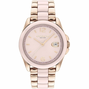 Coach Women's Watch - Greyson Quartz Pink Dial Rose Gold Steel Bracelet | 14504188