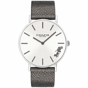 Coach Women's Watch - Perry Quartz White Dial Grey Genuine Leather Strap | 14503155