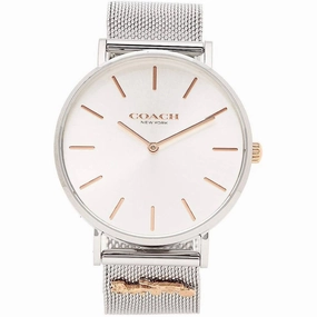 Coach Women's Watch - Perry Quartz White Dial Silver Tone Steel Bracelet | 14503336