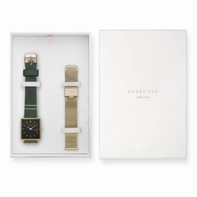 Coffret Rosefield THE BOXY Noir Vert Fort   bracelet Or Jaune Mesh X237