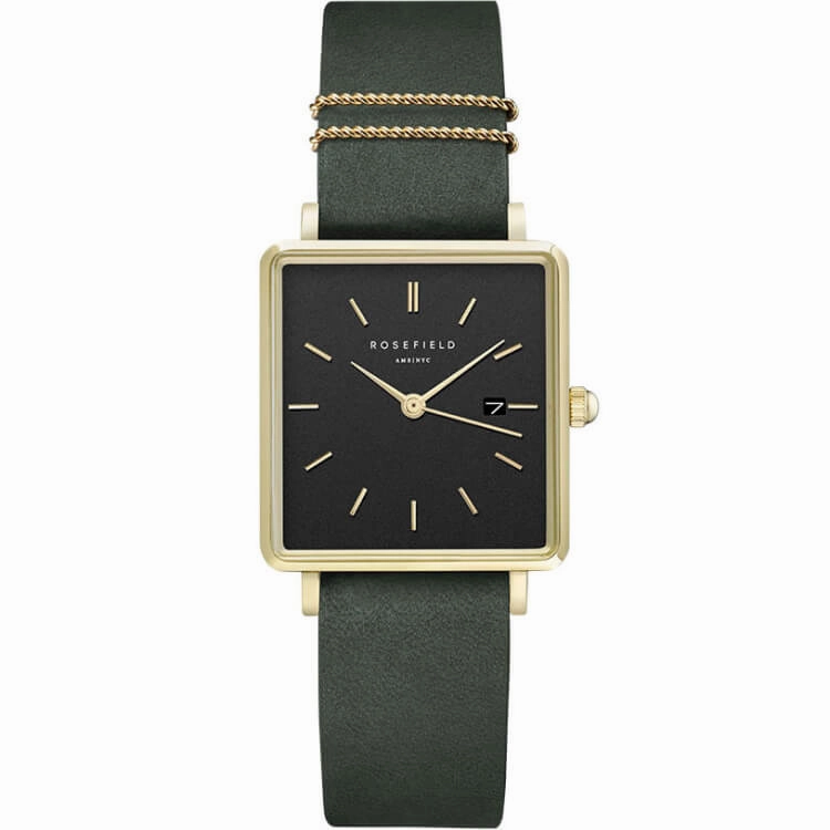 Coffret Rosefield THE BOXY Noir Vert Fort   bracelet Or Jaune Mesh X237