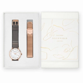 Coffret Rosefield West Village Elephant Grey   bracelet Mesh Rose Gold X184