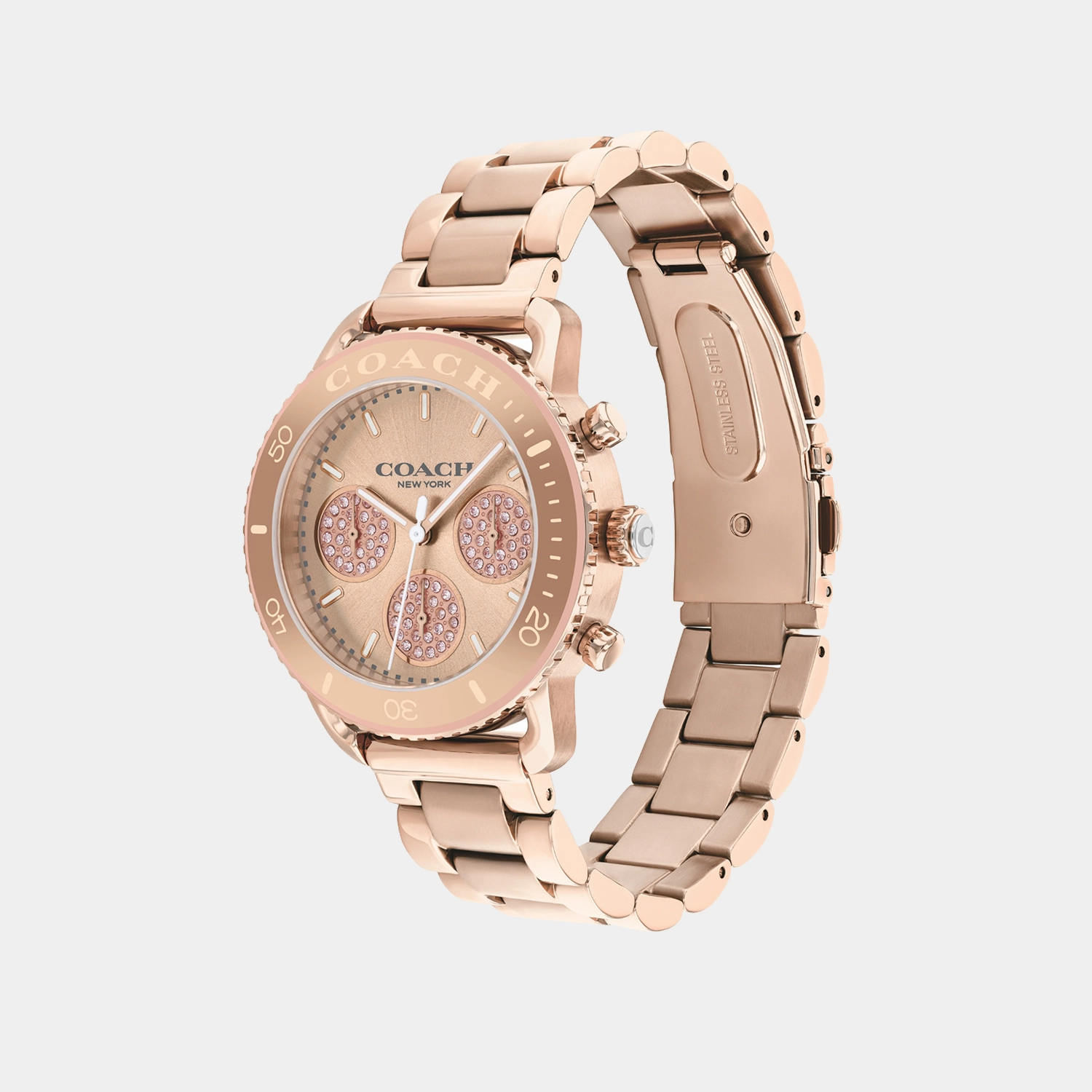 Cruiser Women Quartz Rose Gold Dial Chronograph Stainless Steel Watch 14504255