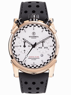 CT Scuderia BULLET HEAD CHEQUERED FLAG Brown Swiss Made Mens Watch CWEH00219