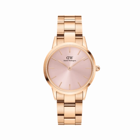 Daniel Wellington Iconic Link 28mm Light Pink Dial Watch DW00100370