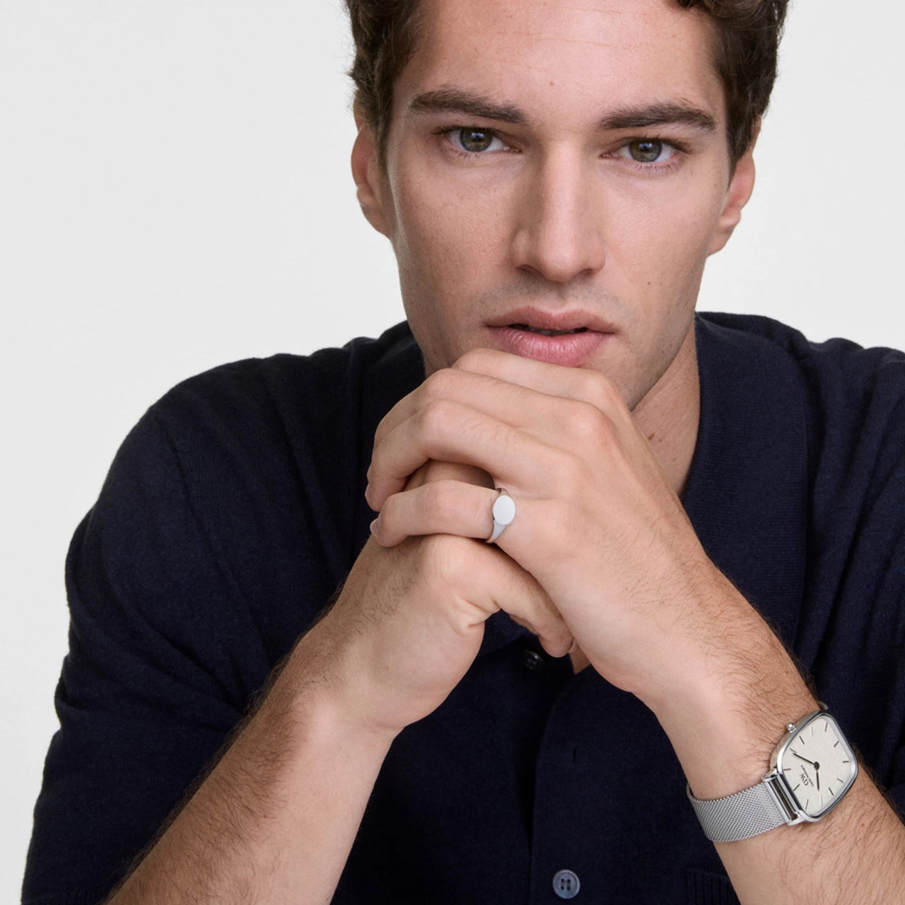 Daniel Wellington Marlon Sterling Vintage Linen Pattern Dial Watch DW00100814