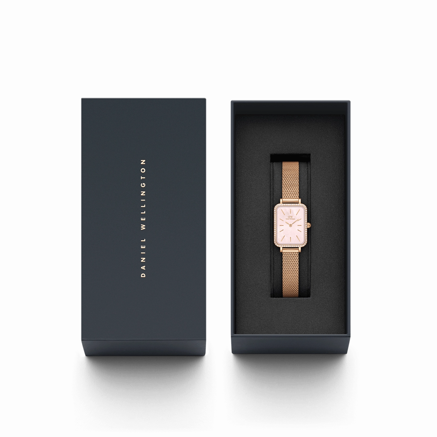 Daniel Wellington Quadro 20X26 Bezel Mesh Pink MOP Watch DW00100669