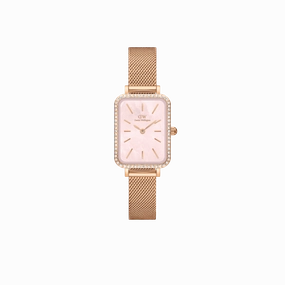 Daniel Wellington Quadro 20X26 Bezel Mesh Pink MOP Watch DW00100669